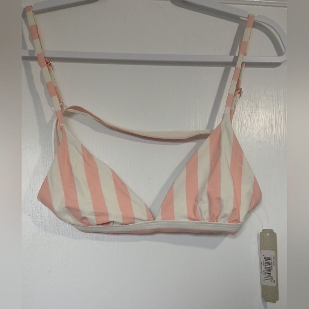 GB Girls Pink and White Striped Bikini Swim Top